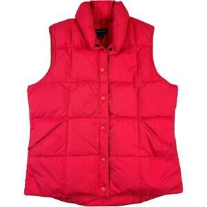 Womens Lands End Puffer Vest SZ S Pink Down
